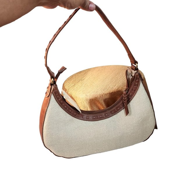 Relic Cream Woven Hobo Handbag With Brown Leather Decorative Straps. New Tags. - Picture 12 of 14